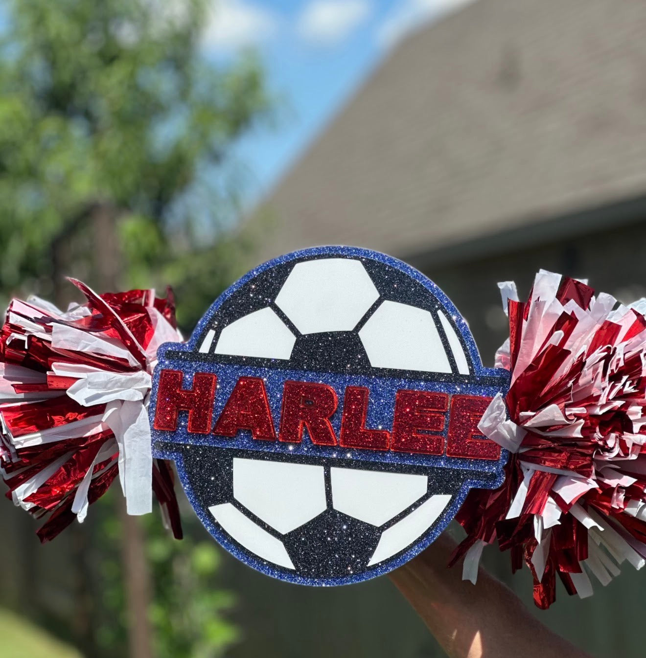 Soccer Acrylic Cheer stick  (HORIZONTAL)